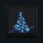 Blue Shine of Stars on Christmas Tree Dark  Gift Box<br><div class="desc">A dark blue that is almost black with a shinning star swathed Christmas tree, </div>