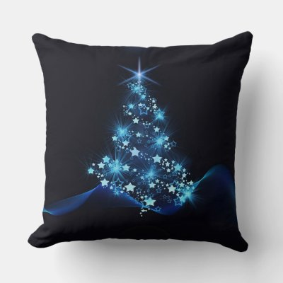 Blue Shine of Stars on Christmas Tree Dark 