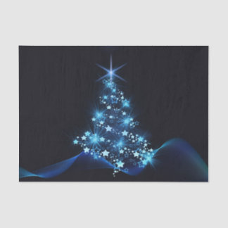 Blue Shine of Stars on Christmas Tree Dark  Tissue Paper