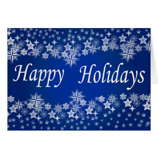 Blue Shining Stars Happy Holiday Greetings Card | Zazzle