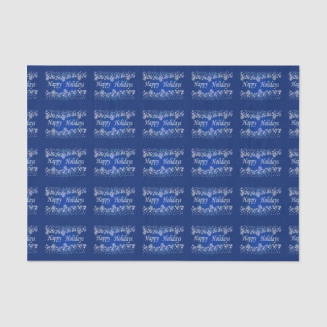 Blue Shining Stars Happy Holiday Tissue Paper (Front)