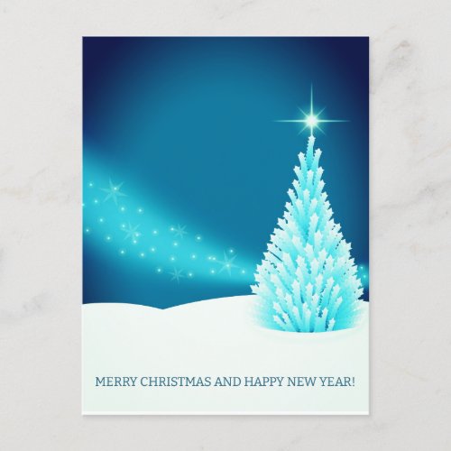 Blue Shiny Christmas Tree  Postcard