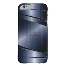 Blue Shiny Metallic Brushed Aluminum Look Barely There iPhone 6 Case
