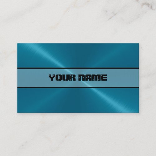 Blue Shiny Stainless Steel Metal 4 Business Cards