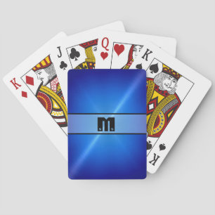 Blue Shiny Stainless Steel Metal 6 Poker Cards