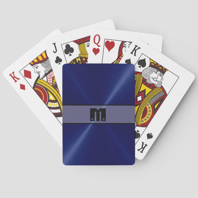 Blue Shiny Stainless Steel Metal 6 Poker Cards (Back)
