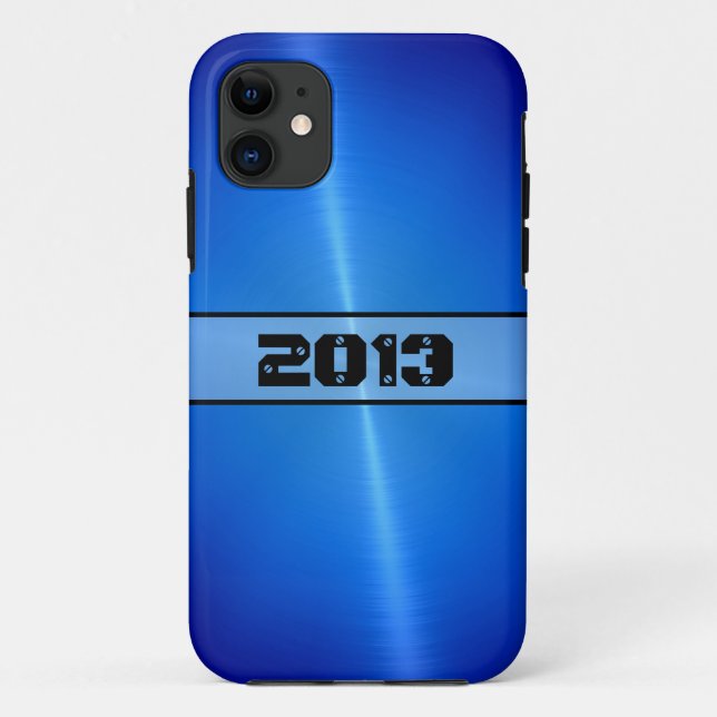 Blue Shiny Stainless Steel Metal 9 Case-Mate iPhone Case (Back)