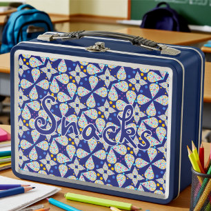 Blue Shiny Teardrop With Text Metal Lunch Box