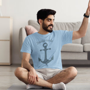 Blue Ship Anchor with Custom Text Graphic T-Shirt