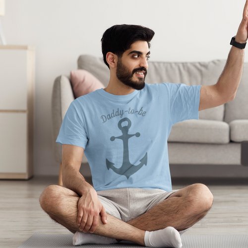 Blue Ship Anchor with Custom Text Graphic T_Shirt