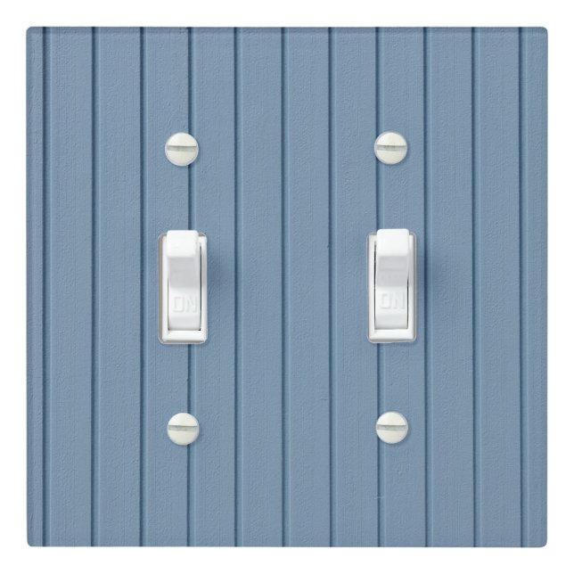 Blue Shiplap Faux Wood Grain Texture  Light Switch Cover (In Situ)