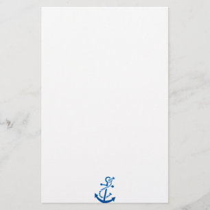Blue Ship's Anchor Nautical Marine Themed Stationery