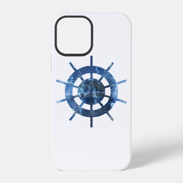 Blue Ship's Helm Rust Metal Case-Mate iPhone Case (Back)