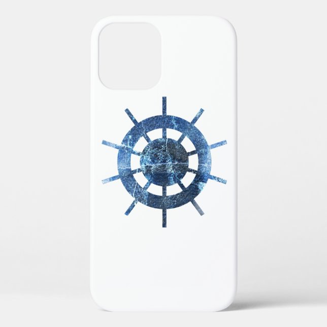 Blue Ship's Helm Rust Metal Case-Mate iPhone Case (Back)