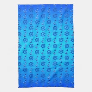 Blue Ships Wheel And Anchor Towel