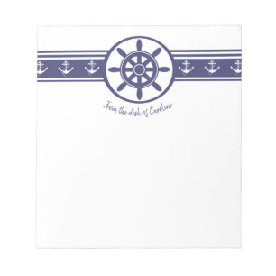 Blue Ships Wheel Personalized Notepad