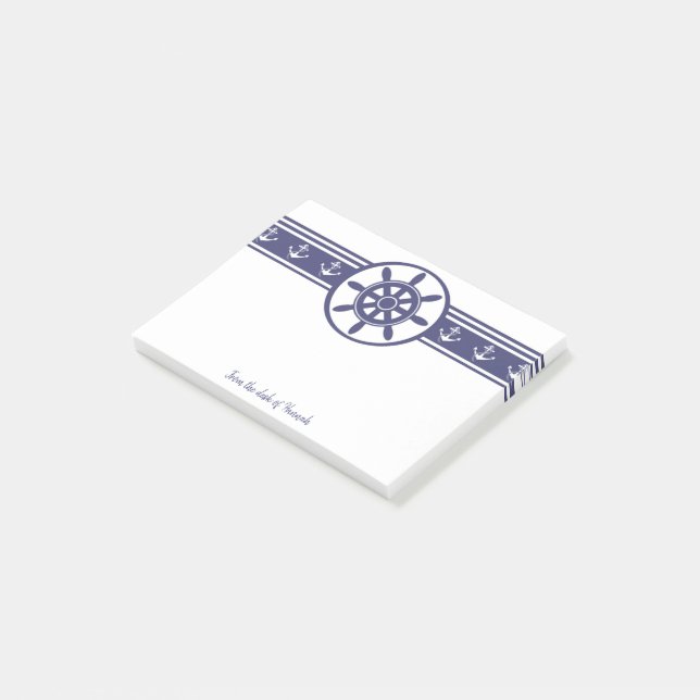 Blue Ships Wheel Personalized Notes (Angled)