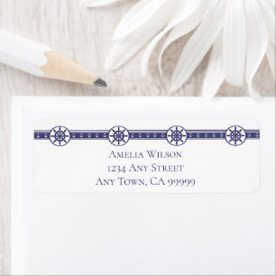 Blue Ships Wheel Return Address Label