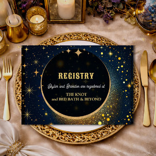 Blue shooting star Celestial sun and moon wedding Enclosure Card