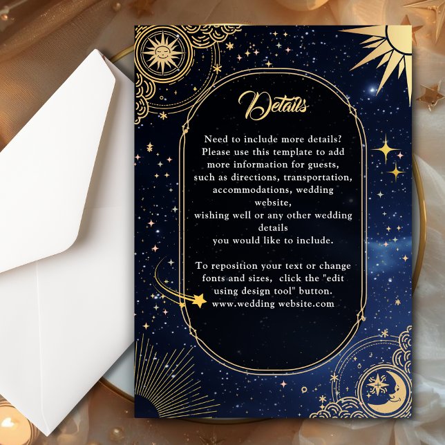 Blue shooting star Celestial sun details wedding Enclosure Card (Creator Uploaded)