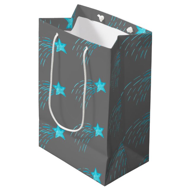 Blue Shooting Stars Medium Gift Bag (Front Angled)