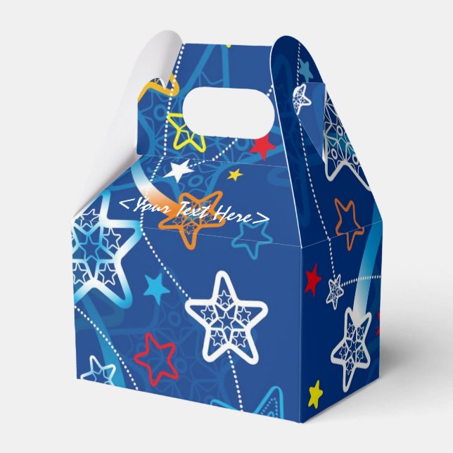 Blue Shooting Stars Pattern Favor Box (Front Side)