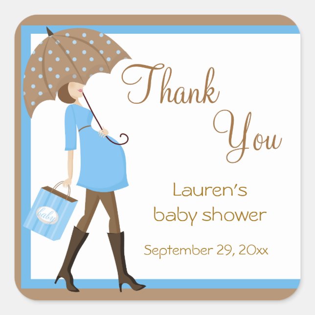 Blue Shopper Baby Shower Stickers (Front)