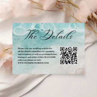 blue Shoreline Ocean Wedding QR Code Details Enclosure Card