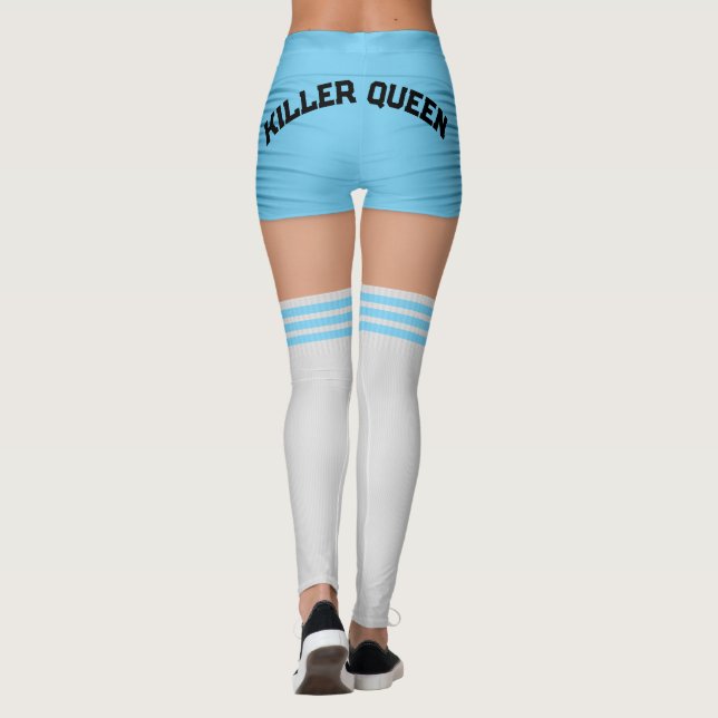 Blue Shorts Knee Socks Name Roller Derby  Leggings (Back)