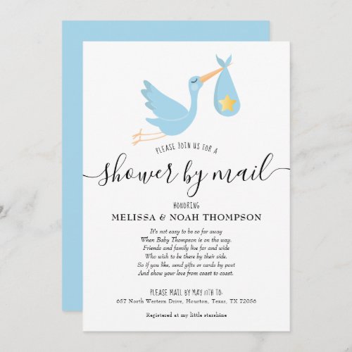 Blue Shower By Mail Long Distance Sprinkle Invitation