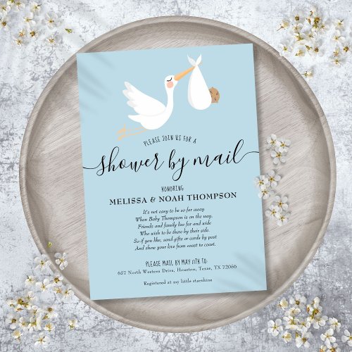 Blue Shower By Mail Long Distance Sprinkle Invitation