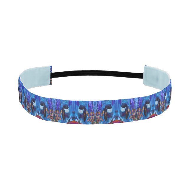 Blue Siamese Cat Abstract Animal Art Athletic Headband (Front)