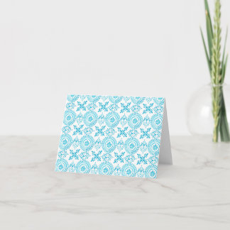 Blue Sicilian Tile Pattern Letterpress Thank You Card