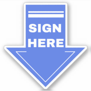 Blue Sign Here Arrow Sticker