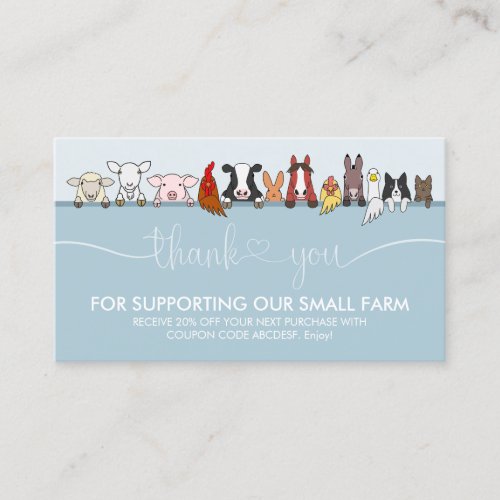 Blue Signature Farm Animal Veterinary Thank You Business Card