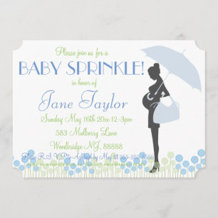 Blue Silhouette Baby Sprinkle Invitation