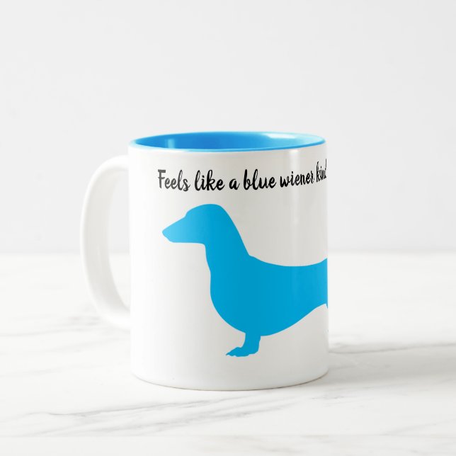 Blue Silhouette Dachshund Mug (Front Left)