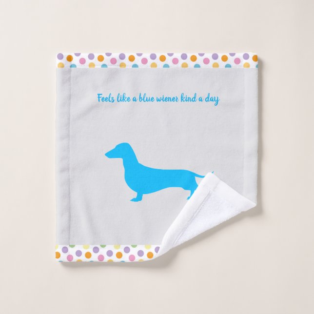 Blue Silhouette Dachshund Wash Cloth (Wash Cloth)