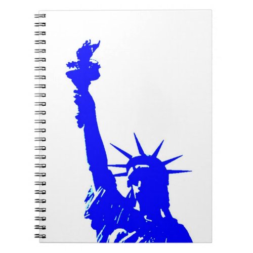 Blue Silhouette Lady Liberty Pop Art Notebook