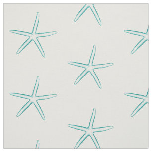 Blue Silhouette Starfish Fabric