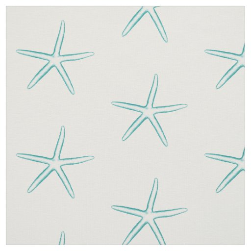 Blue Silhouette Starfish Fabric