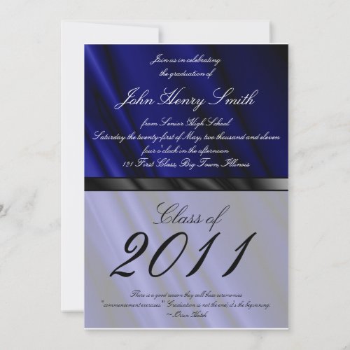 Blue Silk 2 Graduation Invitation/Announcement