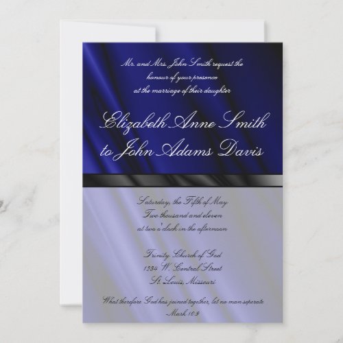 Blue Silk 2 Wedding Invitation
