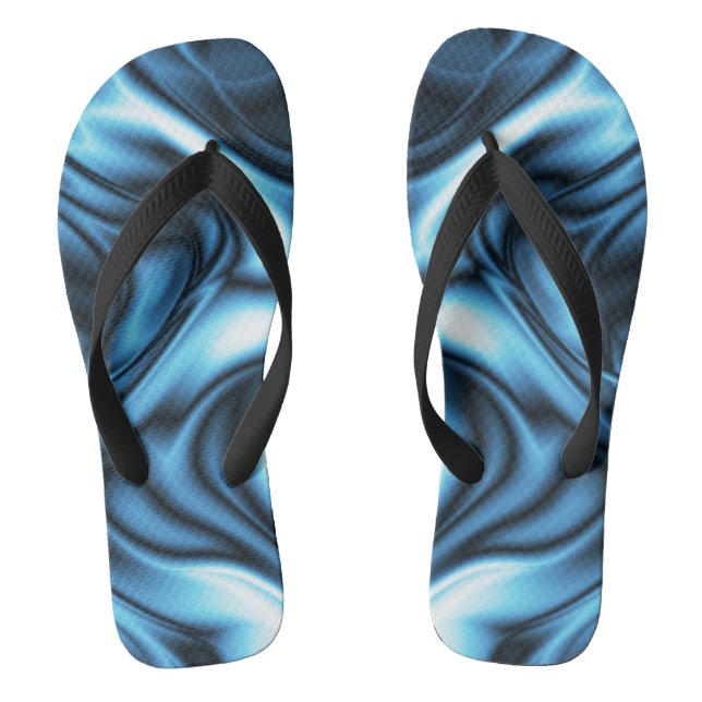 Blue Silk Flip Flops (Footbed)