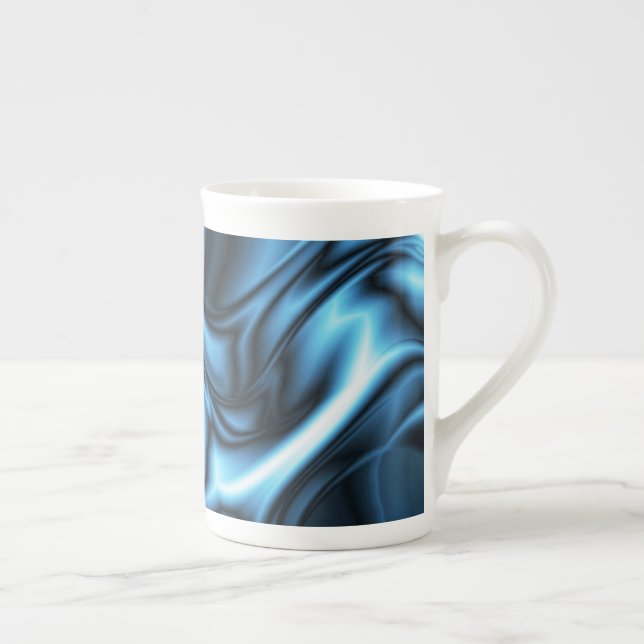 Blue Silk wave Bone China Mug (Right)