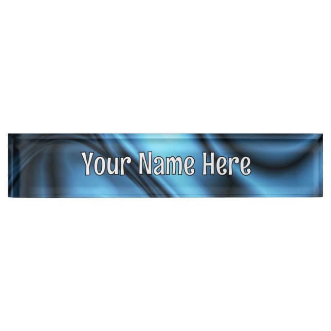 Blue Silk wave Desk Name Plate (Front)