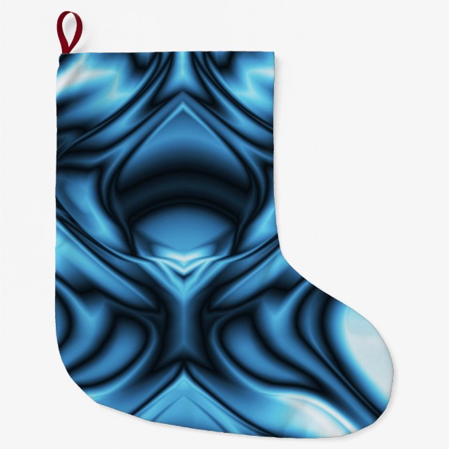 Blue Silk wave Large Christmas Stocking (Front)