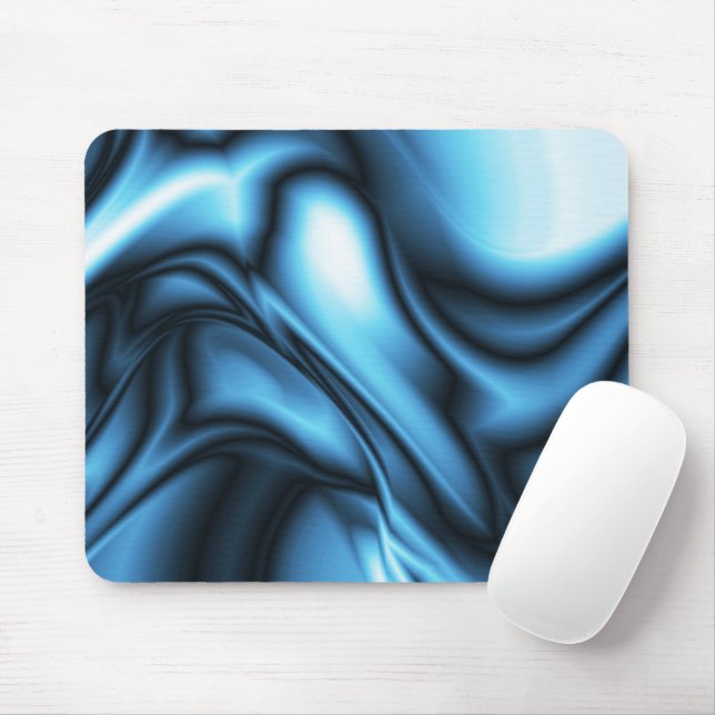 Blue Silk wave Mouse Pad (With Mouse)