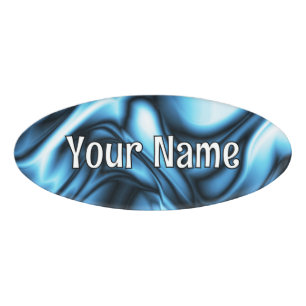 Blue Silk wave Name Tag