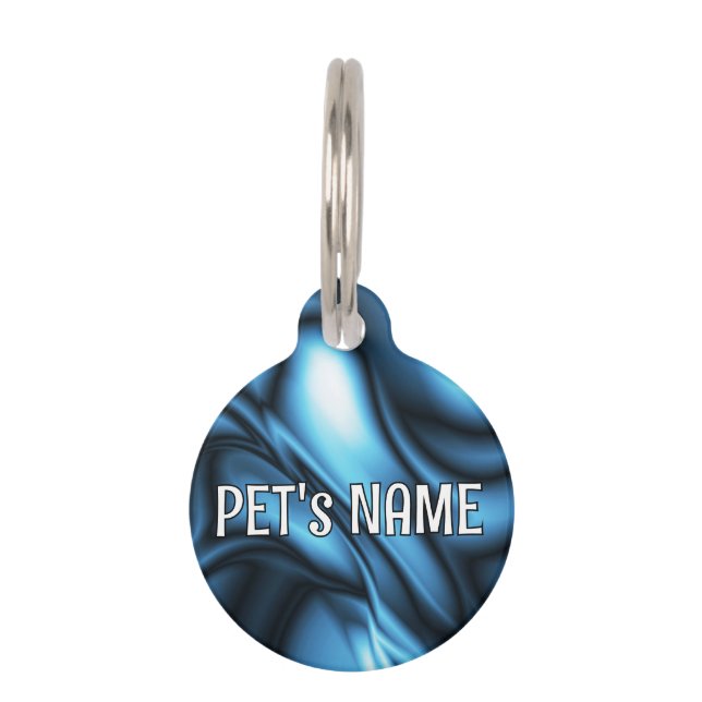 Blue Silk wave Pet ID Tag (Front)